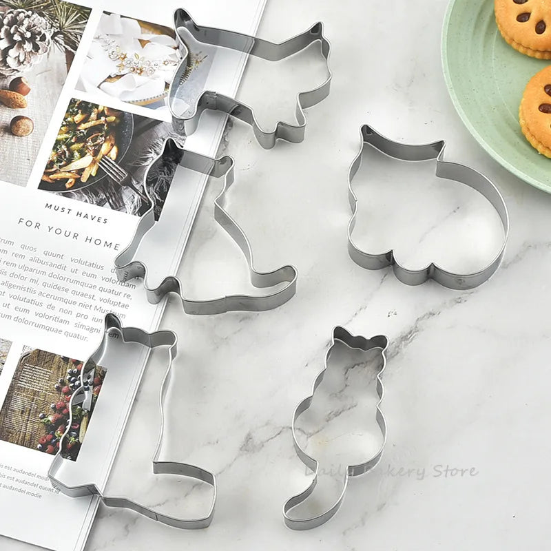 5pcs Cat Cookie Cutter Set Stainless Steel - Yoru Says