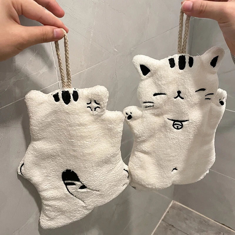 
                  
                    White Cat Shape Hand Towel - Yoru Says
                  
                