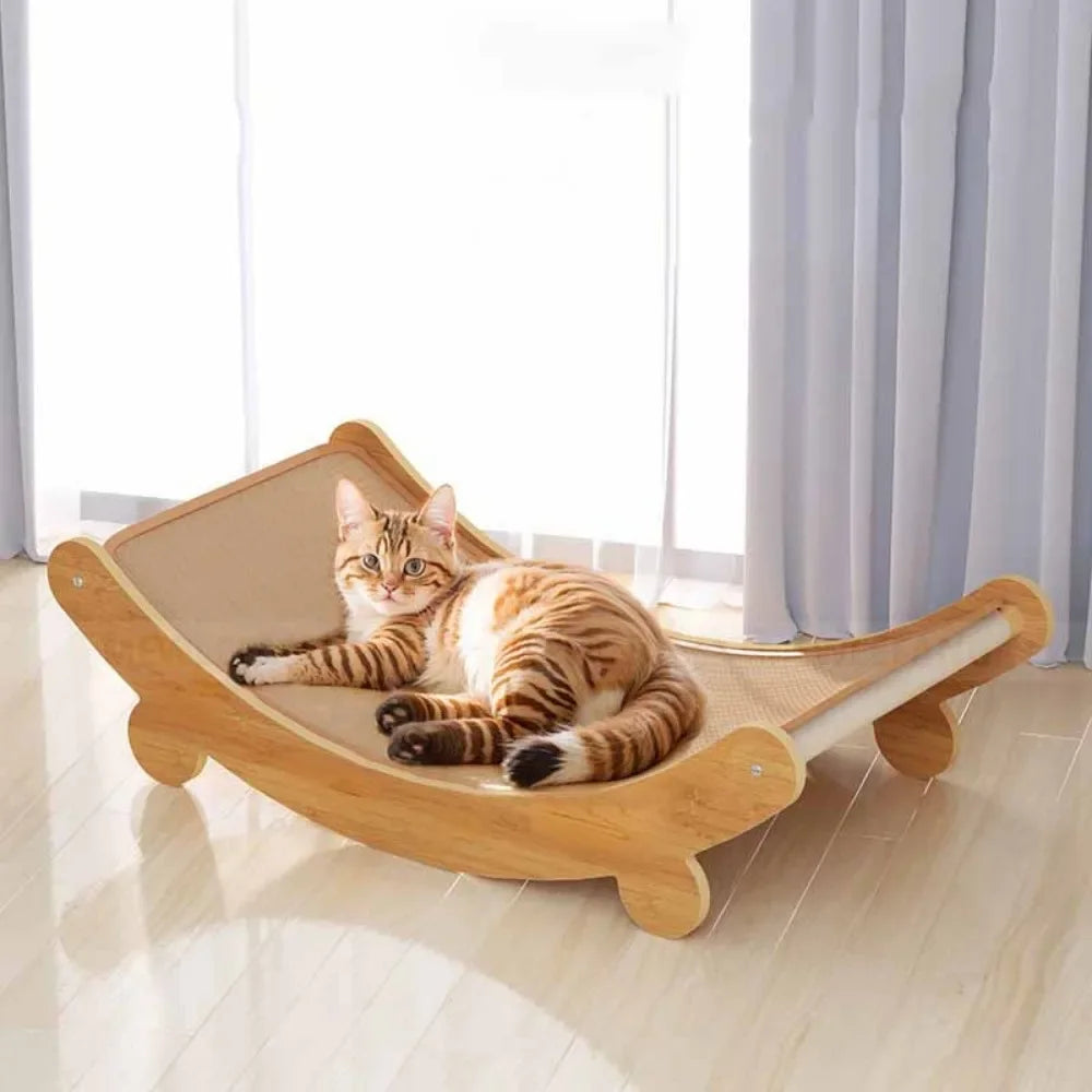 Purrfect Perch - Wooden Cat Scratching Pad - Yoru Says