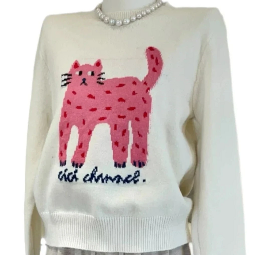 
                  
                    Women Cat Jacquard Sweater - Yoru Says
                  
                