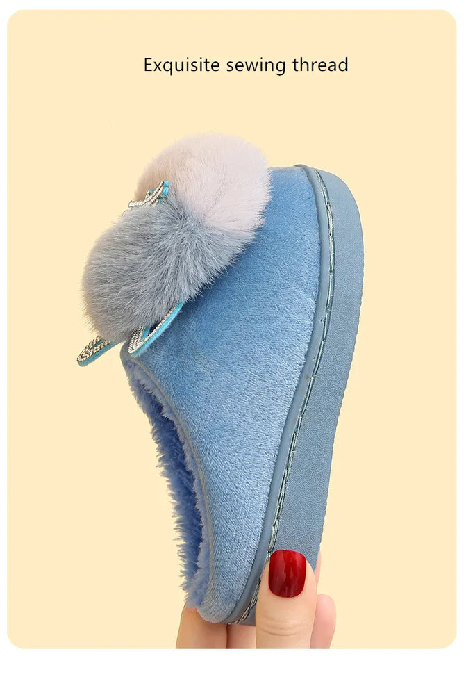 
                  
                    Cotton Slippers Princess Warm Kids Winter Cute Cat Cartoon Diamond Furry Shoes Little Girl Soft Bottom Home Shoes - Yoru Says
                  
                