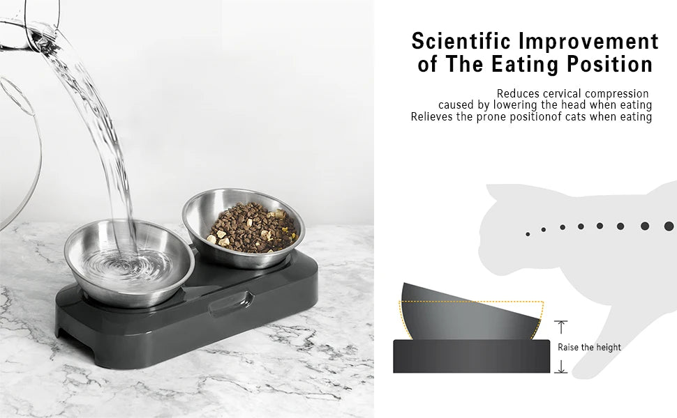 
                  
                    Elevated, stainless-steel  cat bowl set - Yoru Says
                  
                