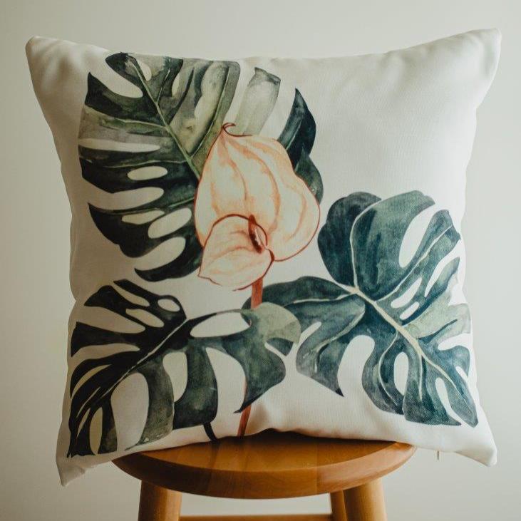 Greenery with Pink Floral Pillow - Yoru Says