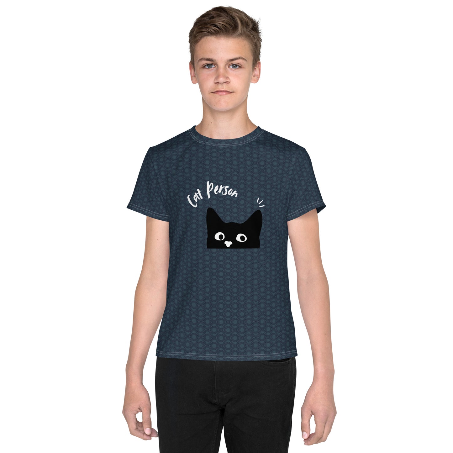 Black cat person - Youth crew neck t-shirt - Yoru Says