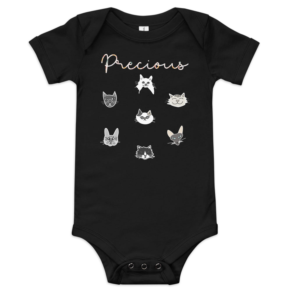 Preciouss - Black Cat Baby short sleeve one piece - Yoru Says