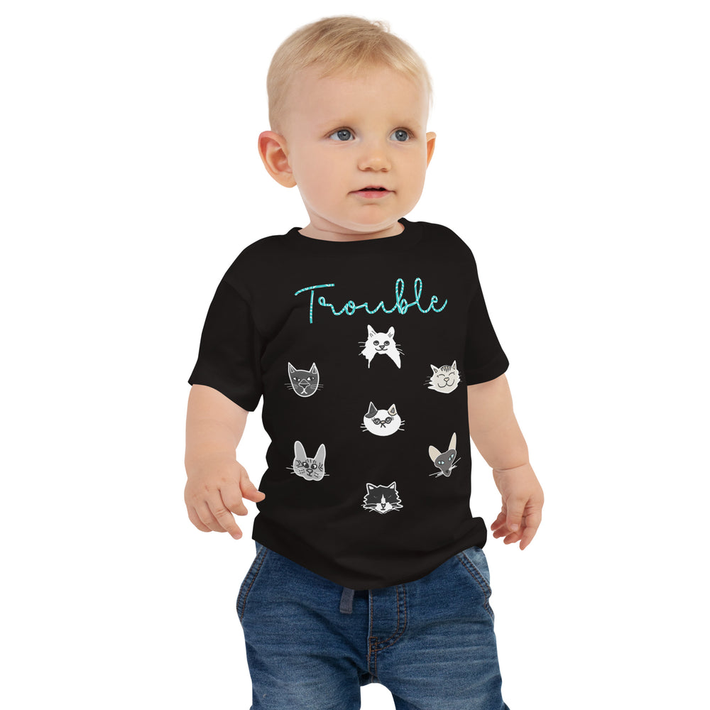 Trouble - Black Baby Jersey Short Sleeve Tee - Yoru Says