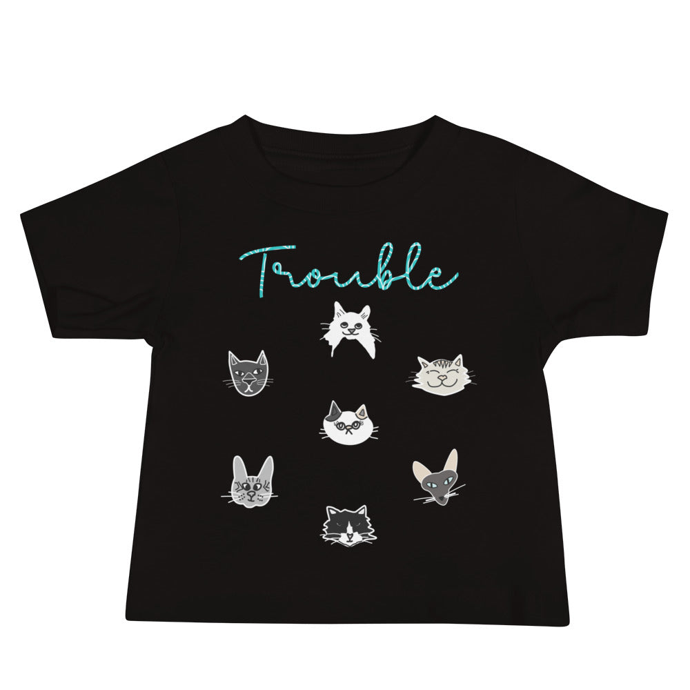 Trouble - Black Baby Jersey Short Sleeve Tee - Yoru Says