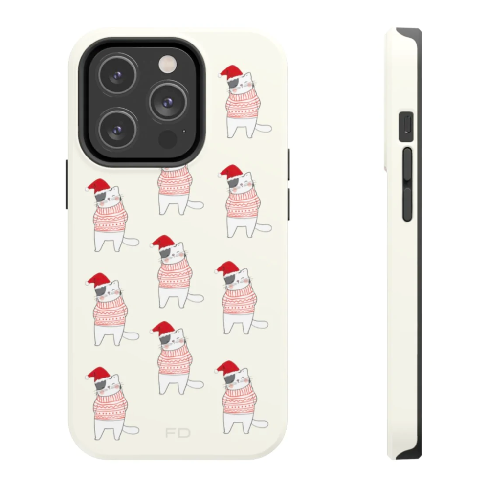 Christmas Cat Tough Case for iPhone with Wireless Charging - Yoru Says