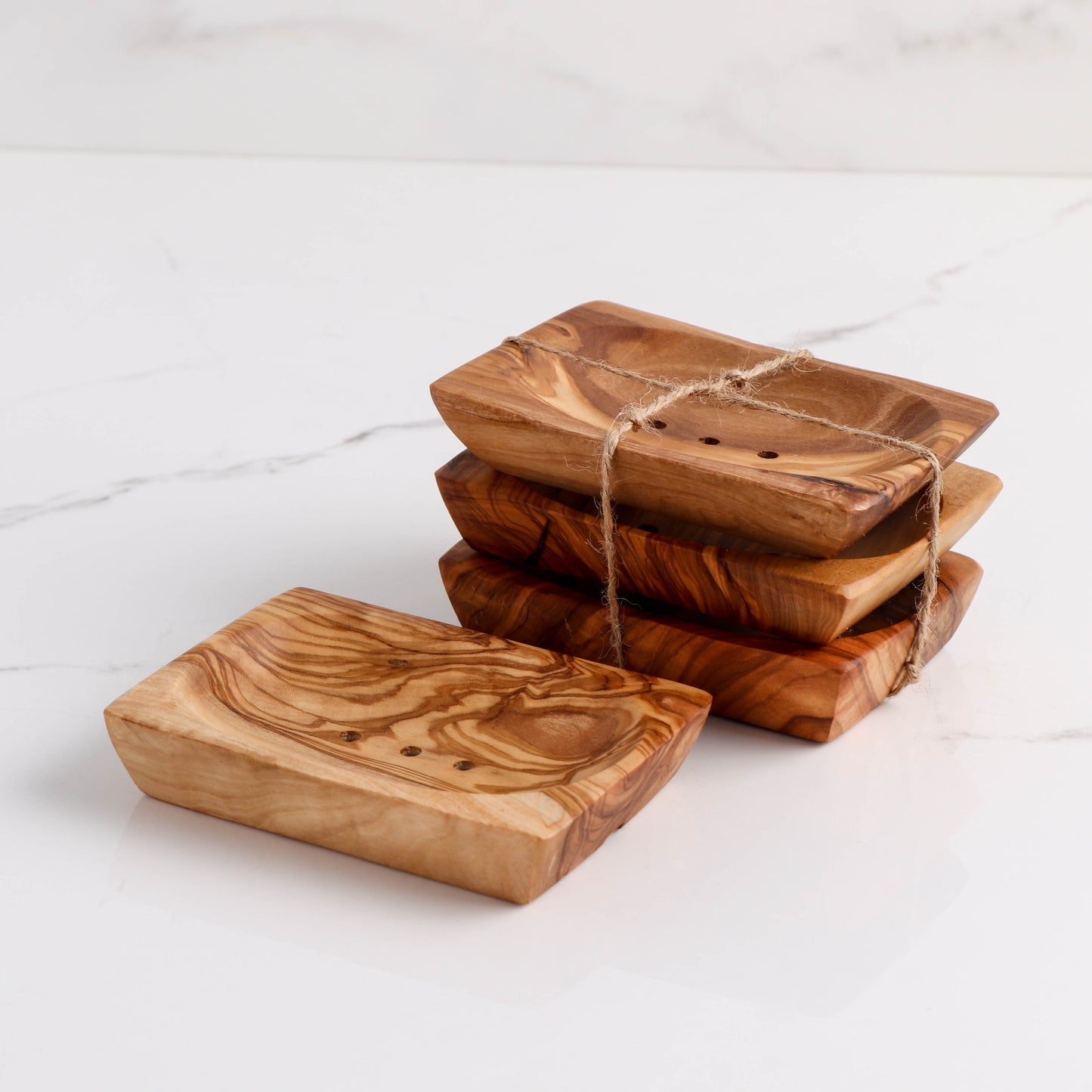 Set of Olive Wooden Soap Dishes, Handmade - Yoru Says