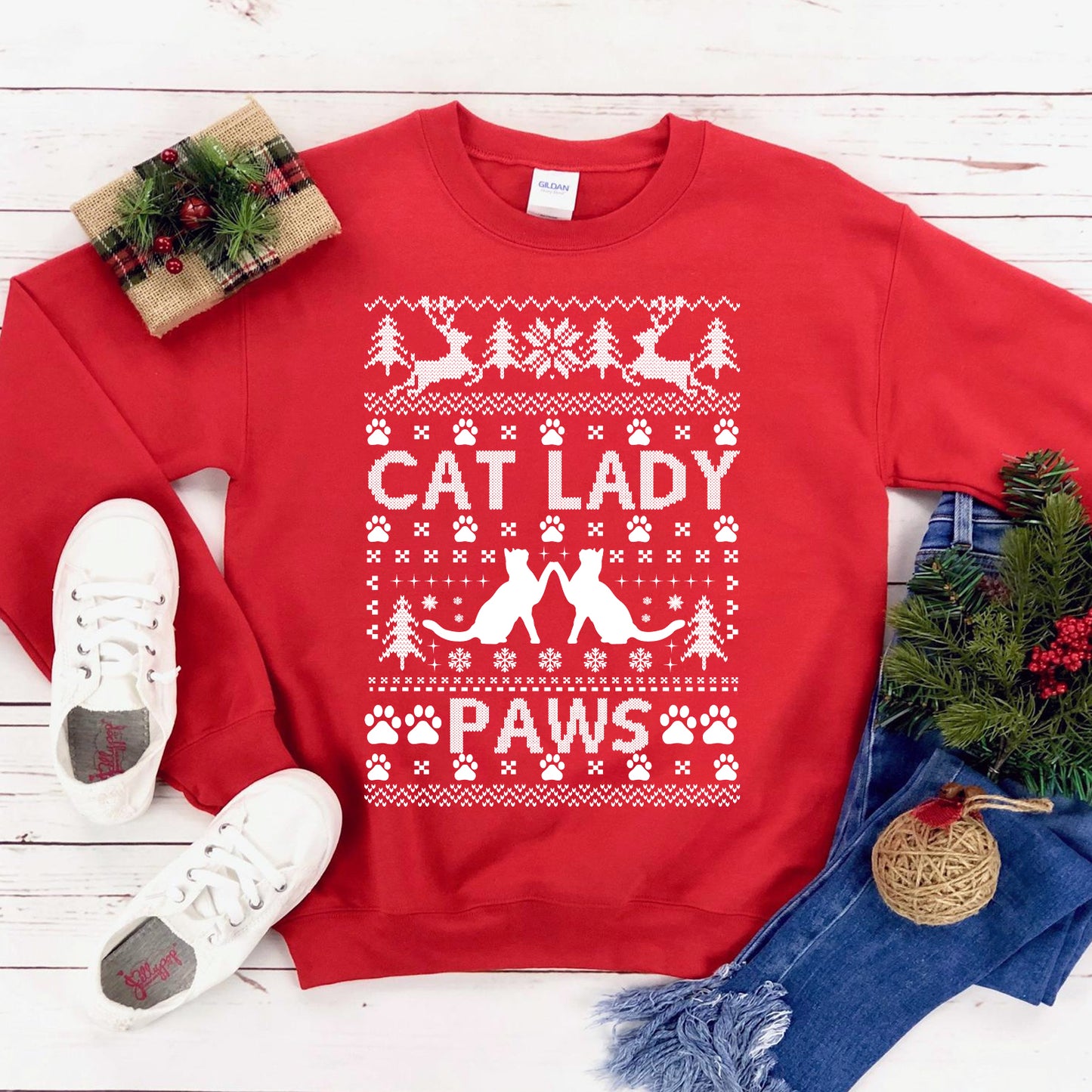 Cat lady Christmas Sweatshirt - Yoru Says