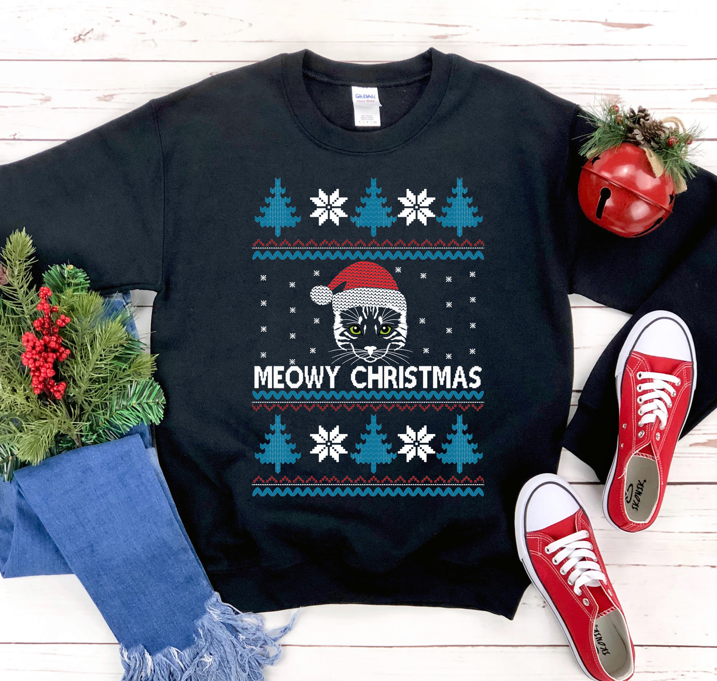 Meowy Christmas Sweatshirt - Yoru Says