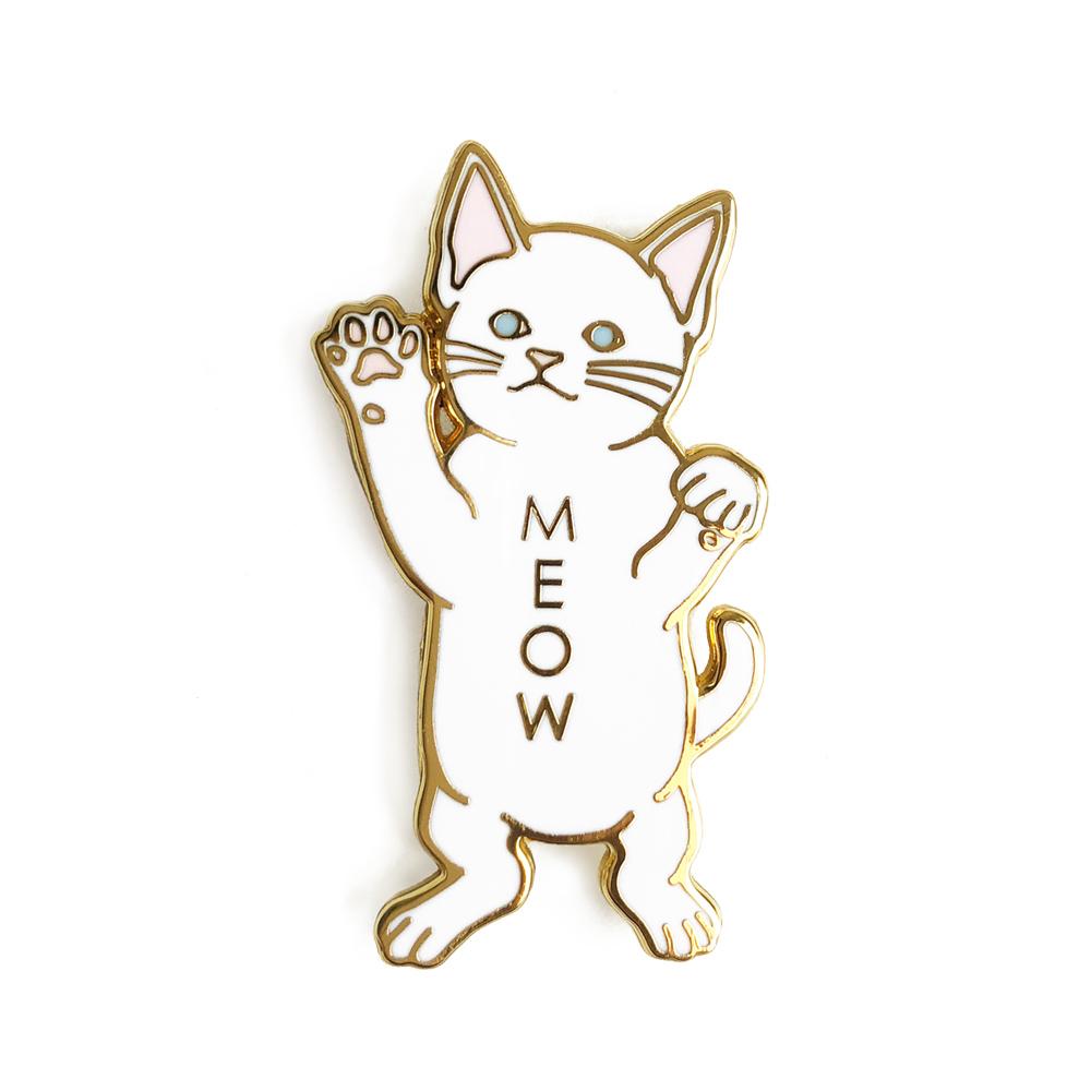 White Cat Enamel Pin - Yoru Says