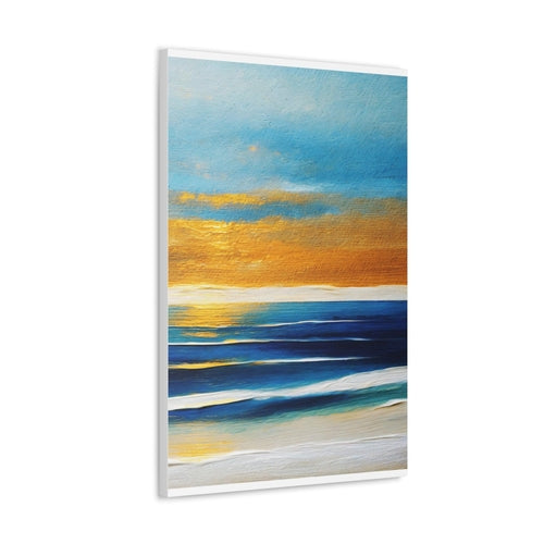 Wall Art Decor, Canvas Print Artwork, Blue Ocean Golden Sunset Print - Yoru Says