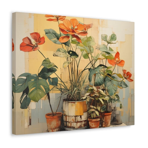 Wall Art Decor, Canvas Print Artwork, Earthy Rustic Potted Plants - Yoru Says