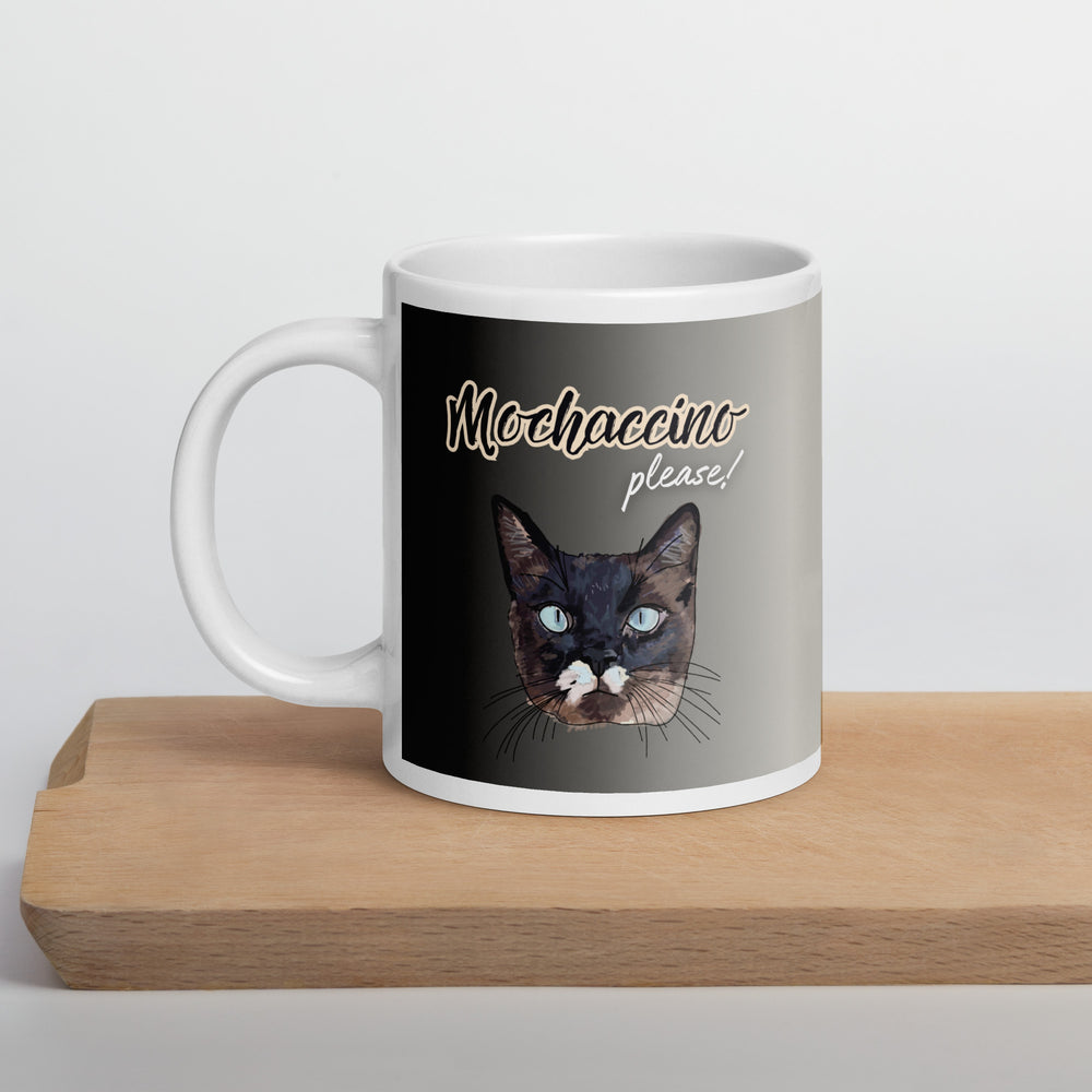 Mochaccino time - White glossy mug - Yoru Says