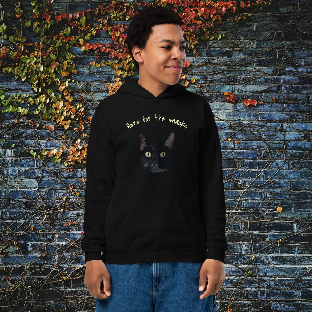 Here for the snacks - black heavy blend hoodie for kids - Yoru Says