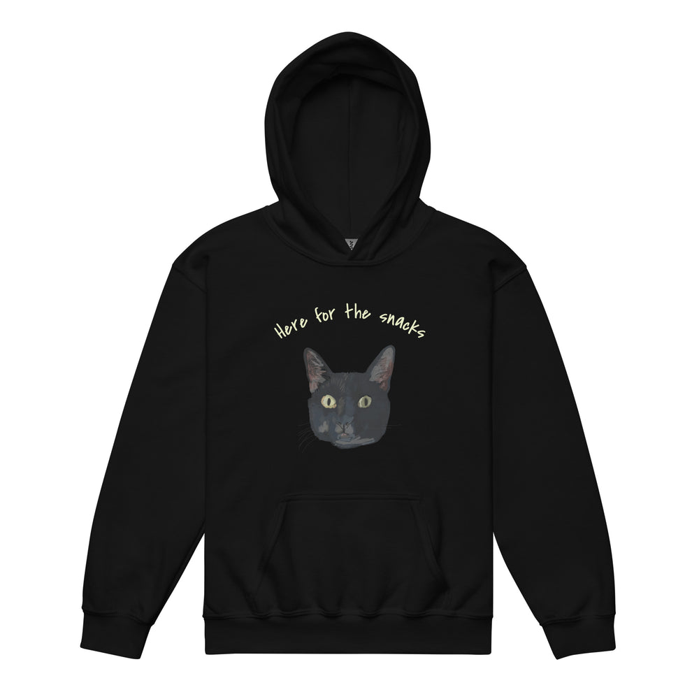 Here for the snacks - black heavy blend hoodie for kids - Yoru Says