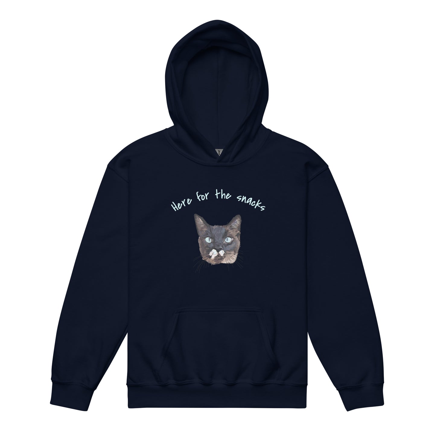 Here for the snacks - Navy heavy blend hoodie for kids - Yoru Says