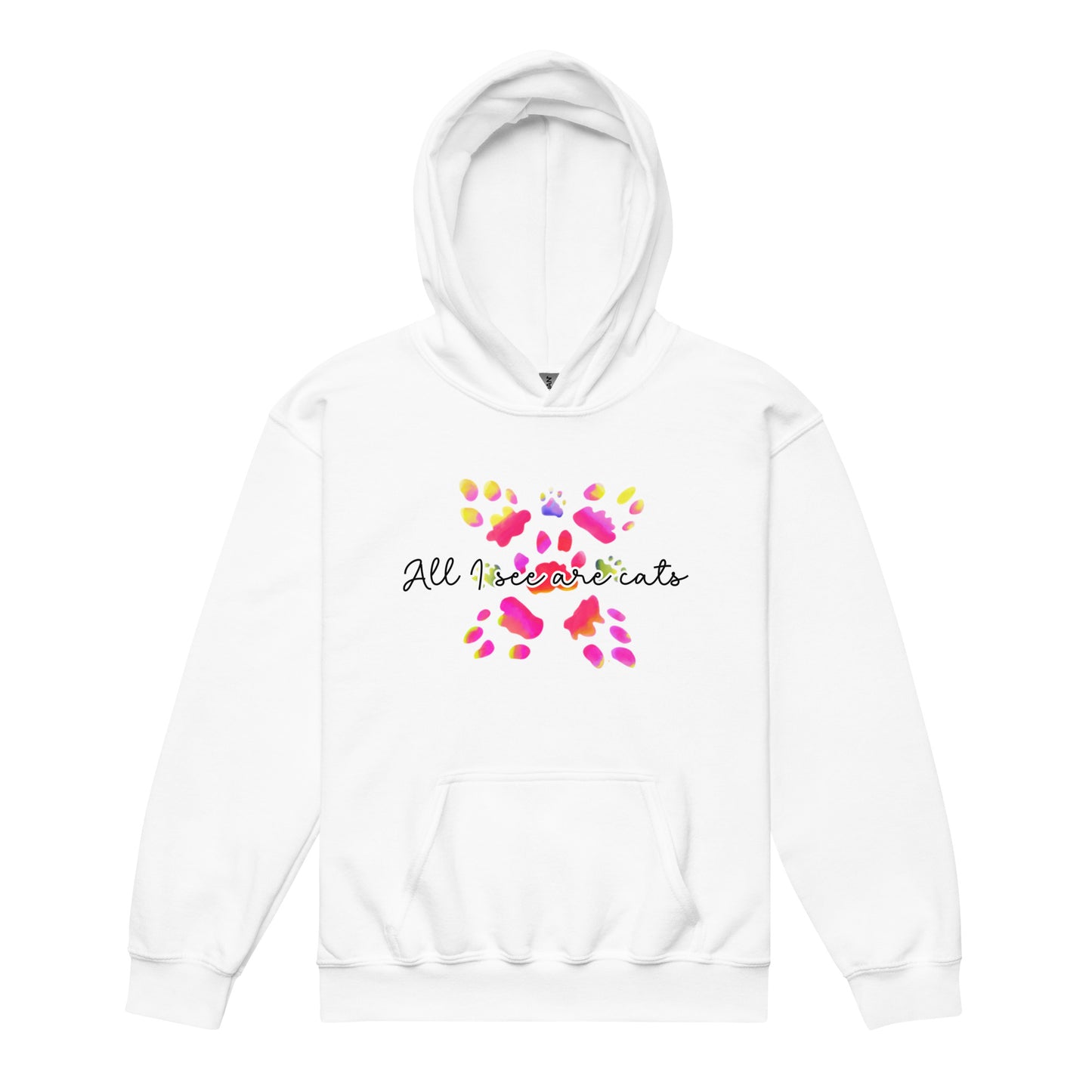 All I see are Cats - White Youth heavy blend hoodie - Yoru Says