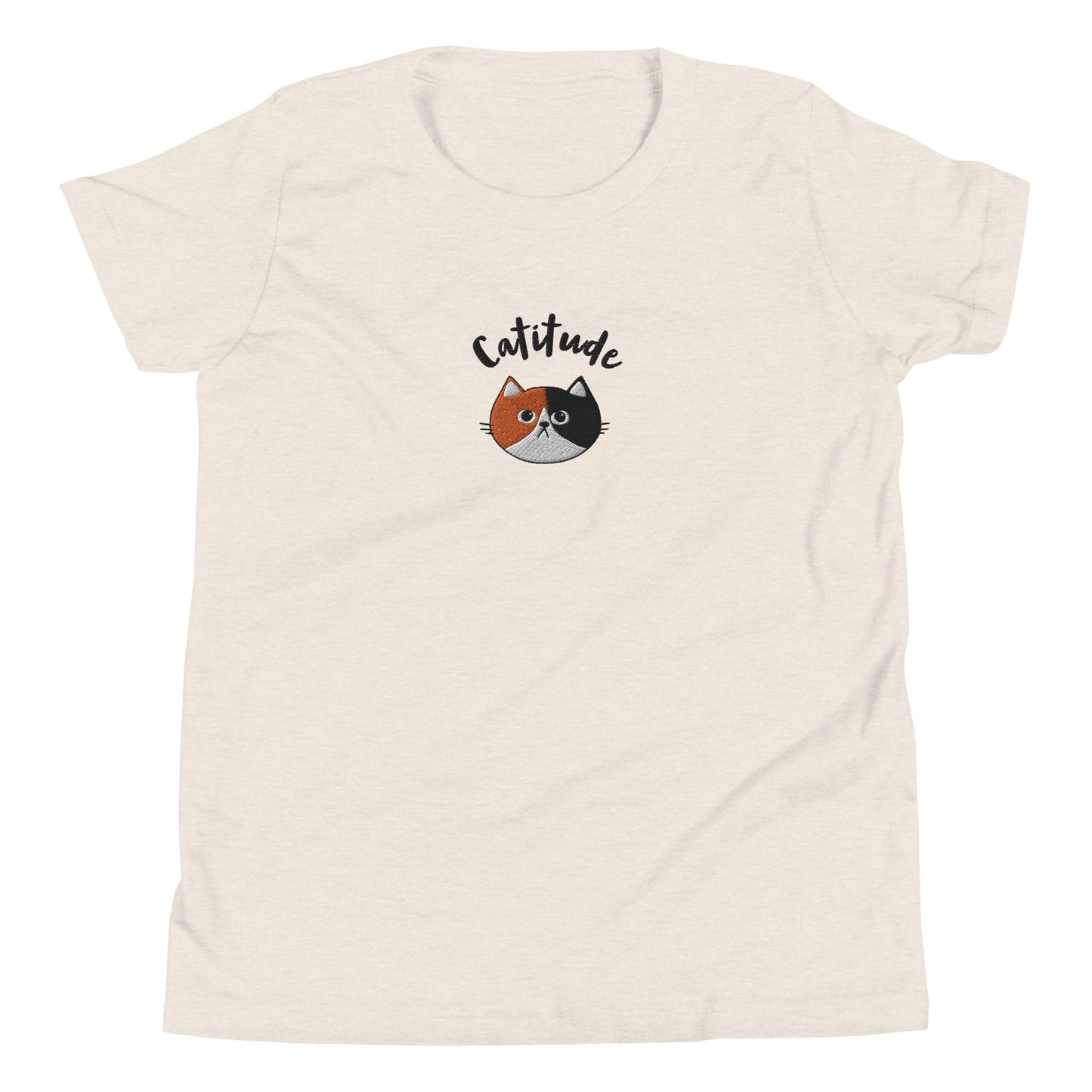 Catitude - Embroidered Light Youth Short Sleeve T-Shirt - Yoru Says