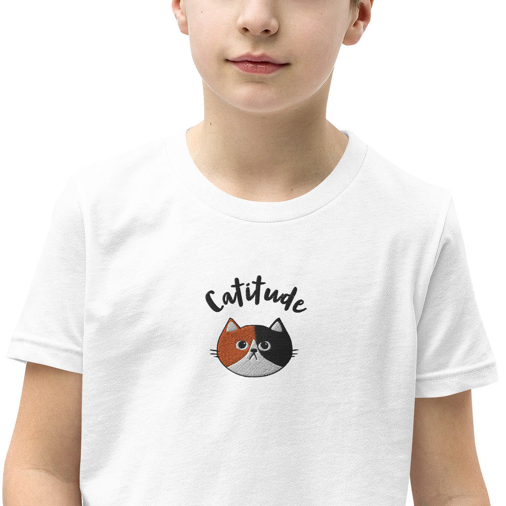 
                  
                    Catitude - Embroidered Light Youth Short Sleeve T-Shirt - Yoru Says
                  
                